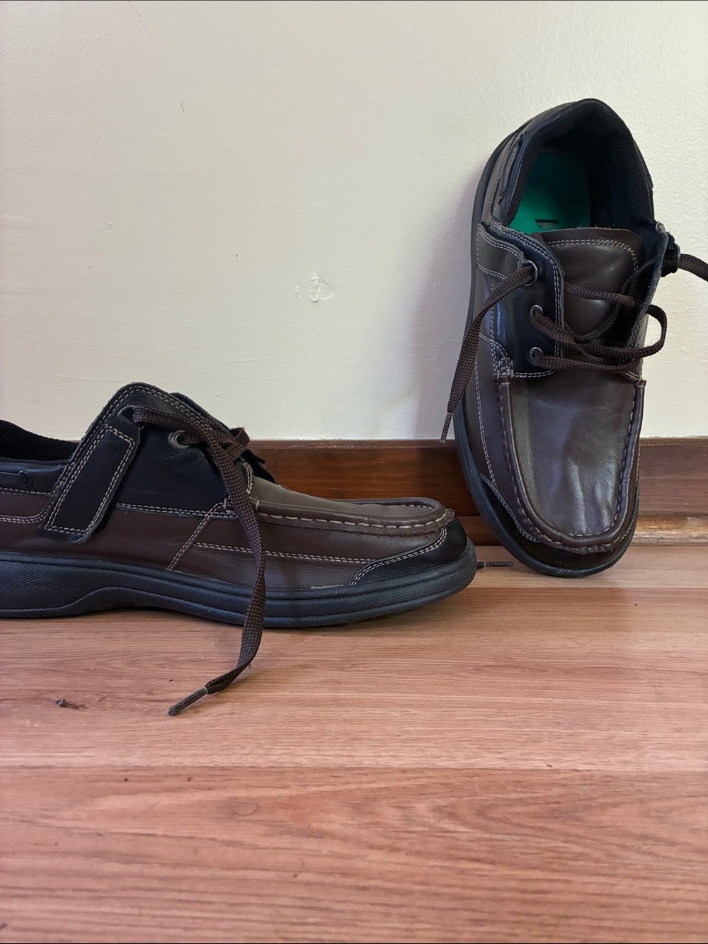 Men's Brown Leather Slip-On Loafers with Lace Accent